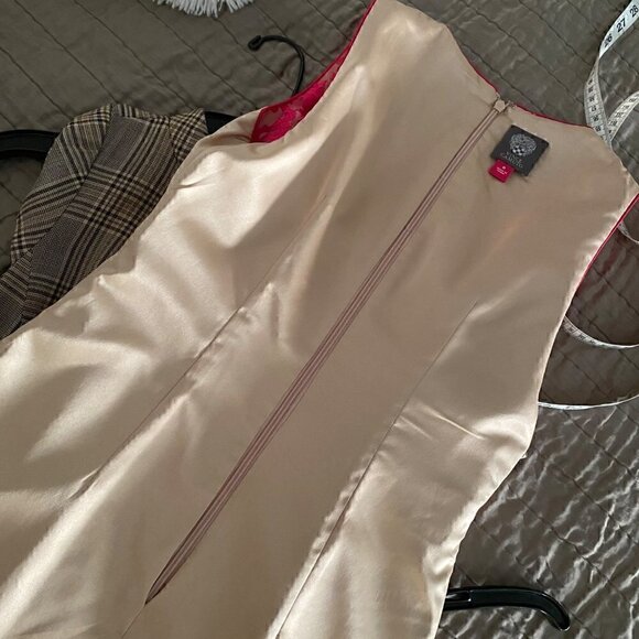 Vince Camuto Pink Fuschia Nude Floral Embroidered Lace Sleeveless Dress 0 - Picture 4 of 15